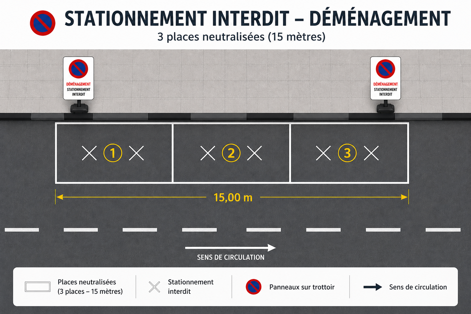 Panneau d'interdiction de stationner pour déménagement à Héricourt